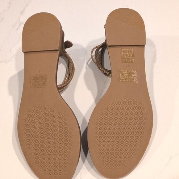 Tory Burch Tan Mignon Rings Strappy Ankle Strap Leather Sandals Size 9 - Picture 7 of 10